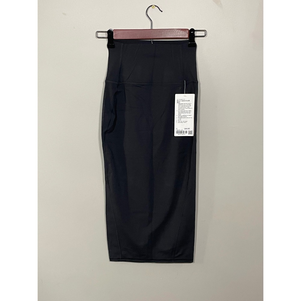 NWT Lululemon Nulu Slim-Fit HR Skirt Womens 2 Black New Midi Back Slit LW8AH0S